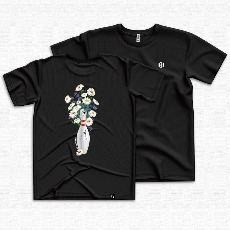 핀 &amp; 꽃 아트웍 쿨 반팔 티셔츠
